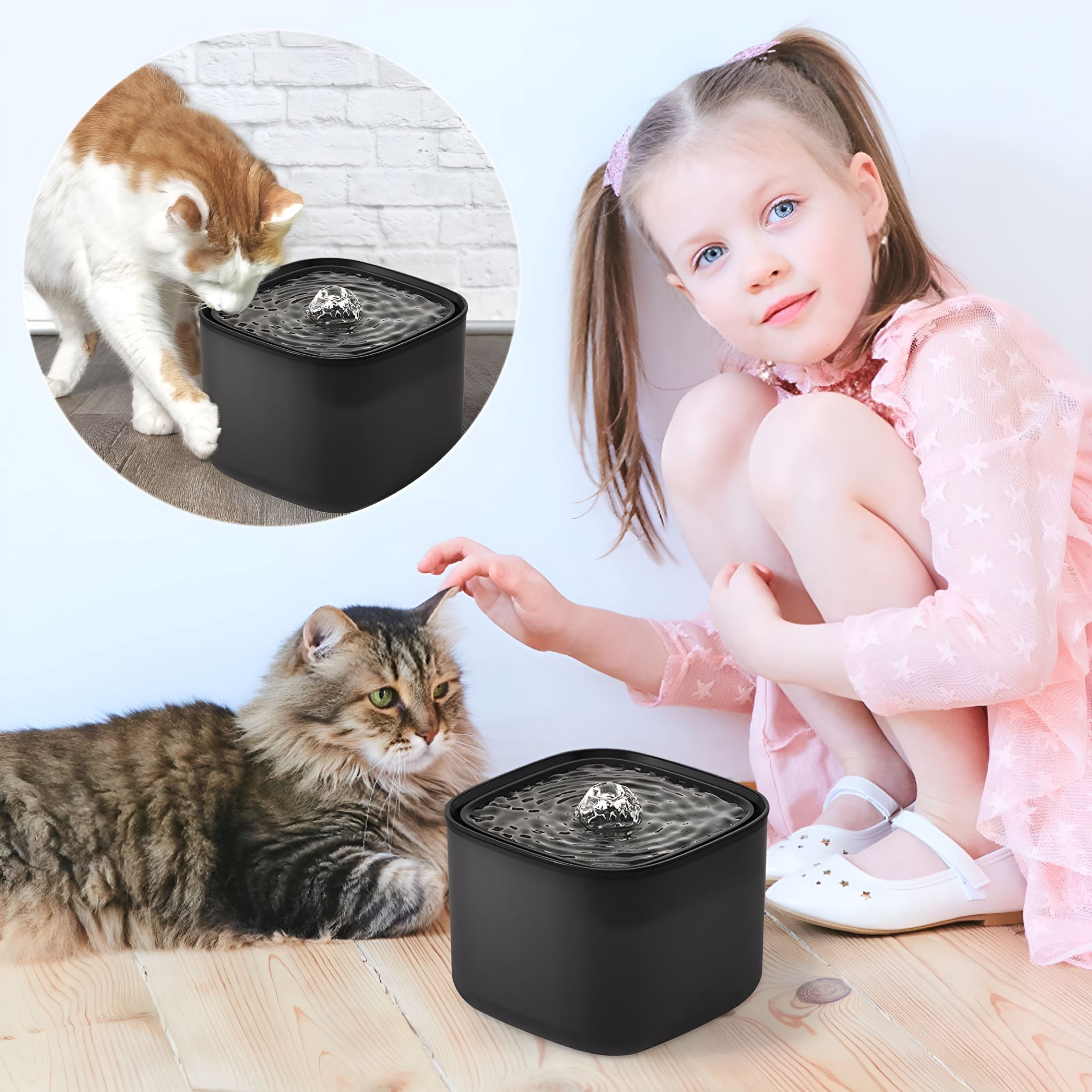 ACDANC 2026 New Pet Water Fountain, Wireless Battery Operated Dog and Cat Water Dispenser with Quiet Pump, Stainless Steel Tray, Easy to Clean, Bpa-Free