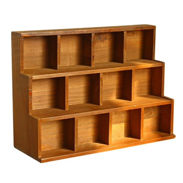 Organizador de escritorio vintage creativo, caja de madera, estante de almacenamiento de madera para colgar en la pared