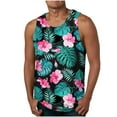 thumbnail image 2 of IROINNID Round Neckline Tank Tops For Men Sleeveless New Summer Floral Hawaiian Camisole Sport Tank Top Pullover Graphic Print Tops, 2 of 5