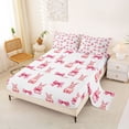 thumbnail image 2 of Erosebridal Pink Bow Rabbits Full Size Sheets 4-Piece For Kids,Happy Easter Bed Sheets For Girls,Breathable Home Decor, 2 of 5