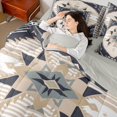 thumbnail image 4 of Feelyou Blue Hippie Aztec Bedding Comforter Set 7pcs for Women, Wheat Triangle Stripes Queen Bedding Sets, Vintage Bohemian Style Reversible Queen Sheet Sets, Breathable Home Decor, 4 of 8