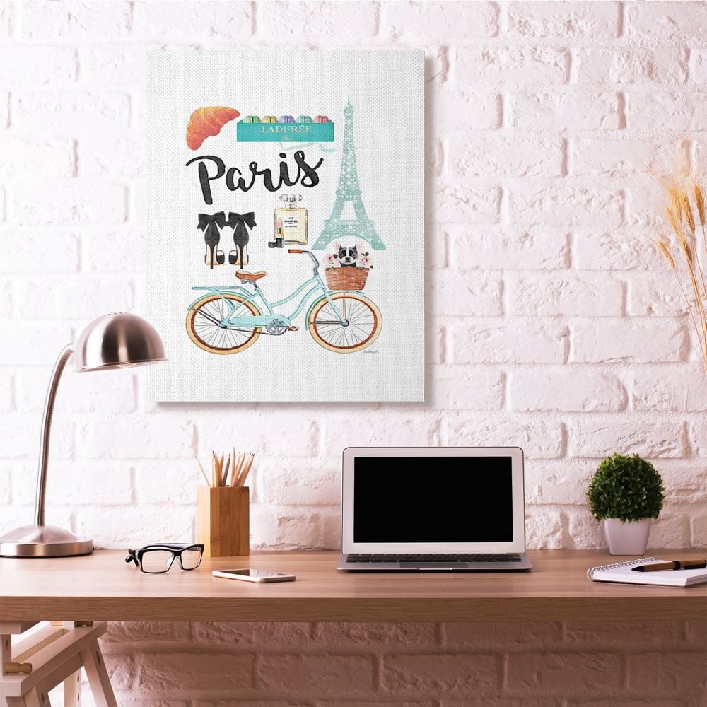 Stupell Industries Paris Objects Bike Heels Glam Fashion Watercolor Canvas Wall Art by Amanda Greenwood