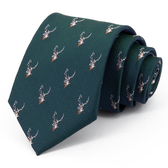 Yongchuantie Fashion Green Personalized Deer Pattern Men's Tie Formal Business 8CM Wide Tie Gift Box