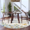 thumbnail image 3 of Round Rug 5Ft Washable Non-Slip, Blue Daisy Floral Circle Area Rugs for Living Room Bedroom, Spring Country Flower Butterflies Plaid Indoor Floor Mats Carpet Runner for Home Decor Aesthetic, 3 of 8