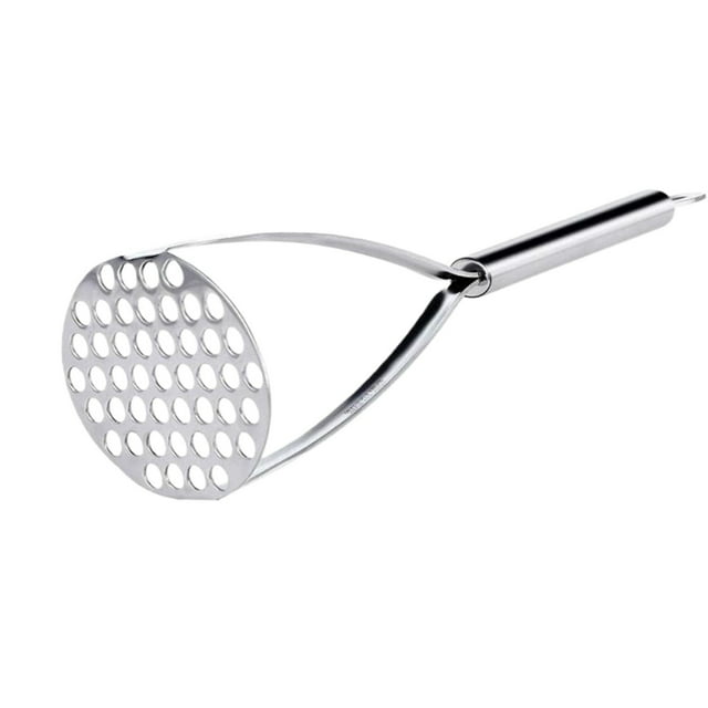 Stainless Steel Potato Masher for Smooth Creamy Mashed Potatoes with Ergonomic Soft Grip Handle - Kitchen Utensil for Food Prep and Mashing