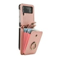 thumbnail image 6 of Compatible with Samsung Galaxy Z Flip 3 Wallet Case, PU Leather Case with Card Holder, 360° Rotation Ring Kickstand, Shoulder Strap, Magnetic Snap Protective Case Designed for Z Flip 3, Rosegold, 6 of 10
