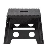 Single-Step Folding Stool - Heavy-Duty Black Plastic