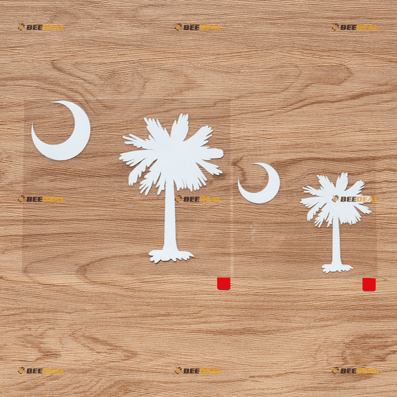 Palmetto Tree of South Carolina Flag Decal Vinyl Sticker - 2 Pack White, 4 Inches, 6 Inches - No Background for Car Boat Laptop