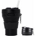 thumbnail image 1 of Taza de viaje plegable de silicona, con Tapa y Pajita, Sellada, Reusable, Vaso Portatil para Viajes, Camping, Bebidas Frías y Calientes (negro), 1 of 4