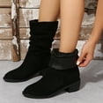 thumbnail image 6 of POROPL Winter Boots for Women Mid Calf Low Heel Suederetro Shoes,Boots Size 6.5, 6 of 7