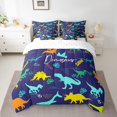 thumbnail image 2 of YST Dinosaur Bedding Set Bed In A Bag - Cartoon Animals 7 Pieces, Full (Dark Blue), 2 of 5