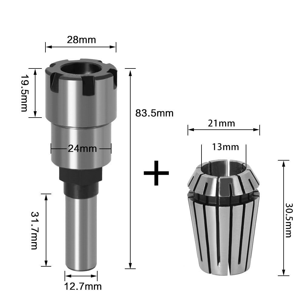 1/2 1/4 Shank Router Collets Extension Rod Collet Chuck Adapter Milling Cutter 