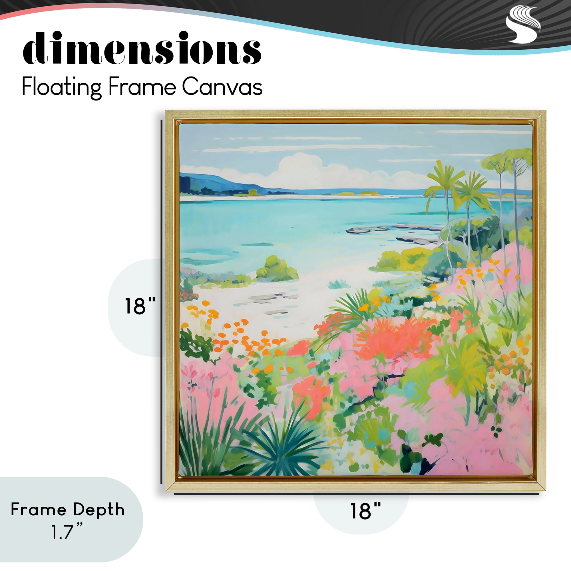 Stupell Industries Tropical Coast Blooming Shoreline Gold Framed Floater Canvas Wall Art, design by Creative Studio