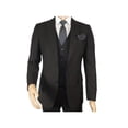 thumbnail image 3 of Men Suit BERLUSCONI Turkey 100% Italian Wool Super 180's Vested #Ber19 Black, 3 of 11