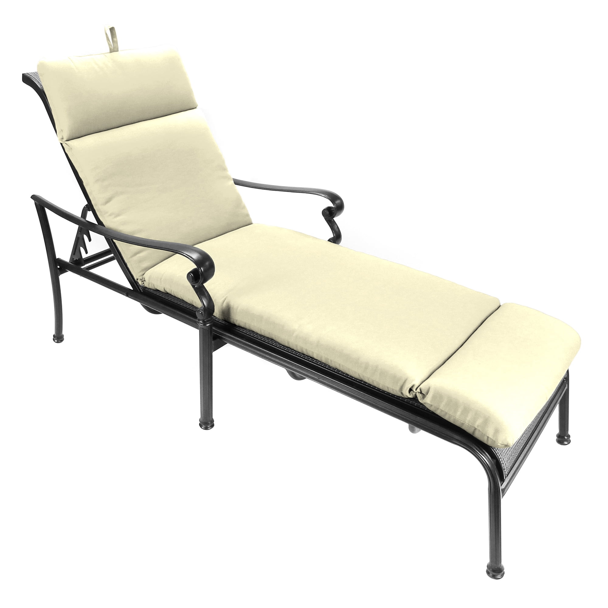 Jordan Manufacturing Sunbrella 74" x 22" Canvas Beige Solid Rectangular Outdoor Chaise Lounge Cushion with Ties and Hanger Loop