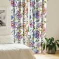 thumbnail image 2 of Ambesonne Floral Fun Curtains, Pansy Flowers Abstract, Pair of 28"x84", Yellow Beige and Multicolor, 2 of 5