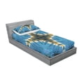 thumbnail image 3 of Ambesonne Blue Fitted Sheet & Pillow Sham Set, Ikat Pattern, Queen, Blue Orange, 3 of 3