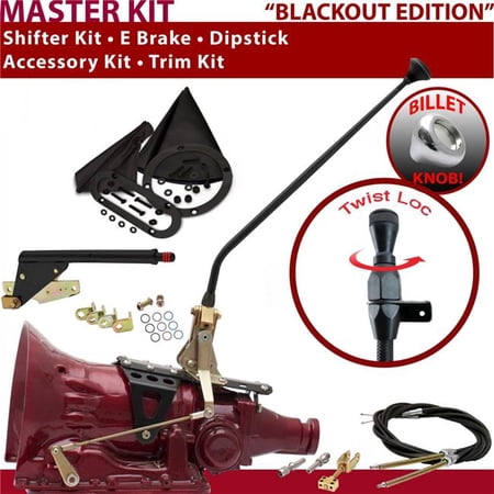 American Shifter AOD Shifter Kit Black 23 in. E Brake Cable Trim Kit Dipstick for F41DB