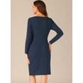 thumbnail image 3 of DARING DIVA Boat Neck Ruched Split Sheath Dress XS Dark Blue, 3 of 6