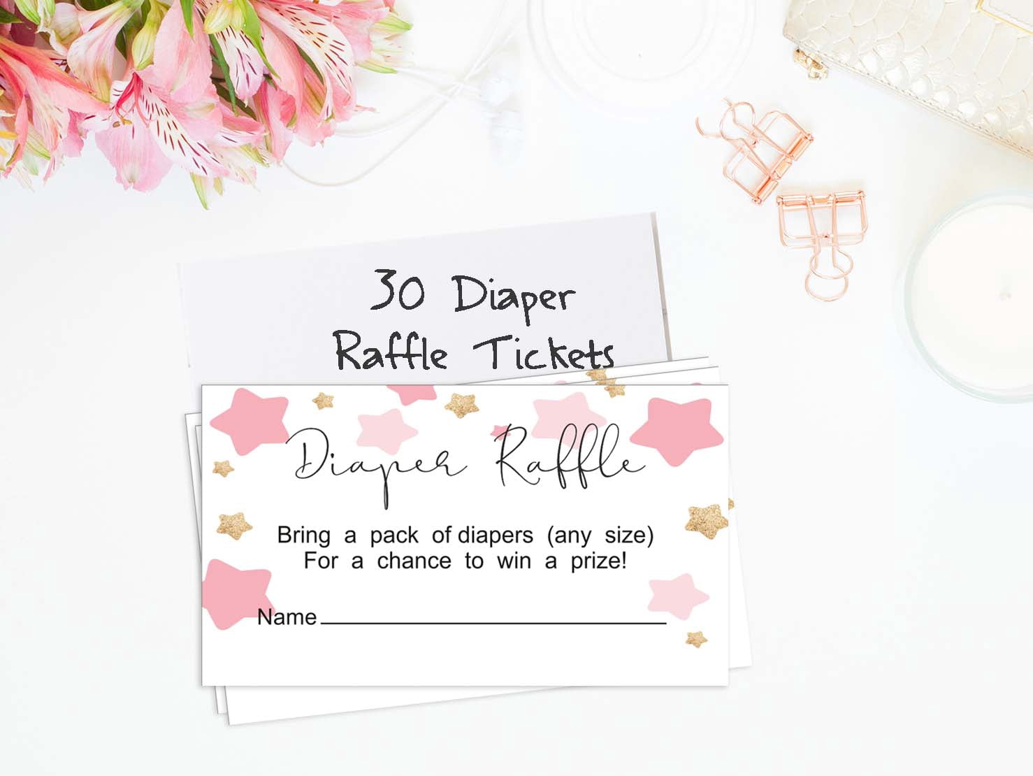 Inkdotpot 30Gender Reveal Baby ShowerDiaper Raffle Ticket Lottery Insert Cards Supplies Games For Baby Shower Party Bring A Pack Of Diapers To Win Favors Gifts And Prizes