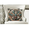 thumbnail image 4 of Ambesonne Rustic Throw Pillow Cover Pack of 2, Southwestern Wreath Ethnic, 2 Pcs-18"x18", Turquoise Redbrown and Tan, 4 of 5
