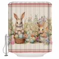 thumbnail image 2 of Easter Bunny Pink, Bathroom Curtain 78 Inch Shower Curtain with Hooks, Country French Vintage Botanical Eggs Waterproof Polyester Bath Curtain Washable Bathtub Curtain 72''x 78'', 2 of 6