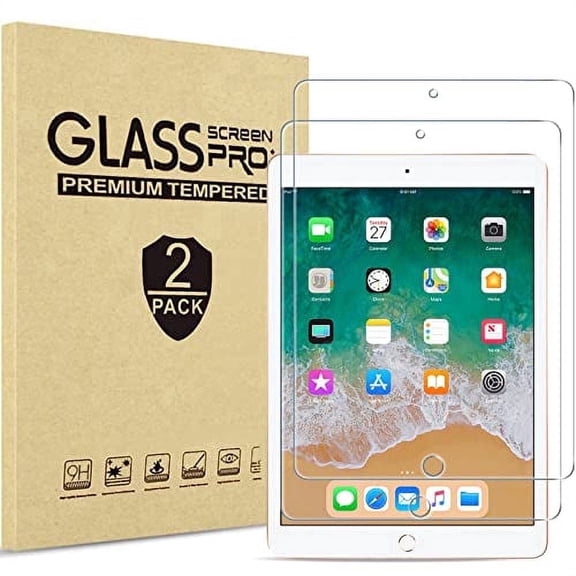 Procase 2-Pack Tempered Glass Screen Protector for iPad 6th/ 5th 9.7", iPad Air 2nd/ Air 1st, iPad Pro 9.7"