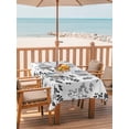 thumbnail image 2 of Outdoor Tablecloth with Umbrella Hole for Patio/Picnic/Party/Camping, Black Grey Botanical Waterproof Table Cloth Rectangle Table Cover Washable, Watercolor Spring Floral Summer Leaf (54"x 80"), 2 of 8