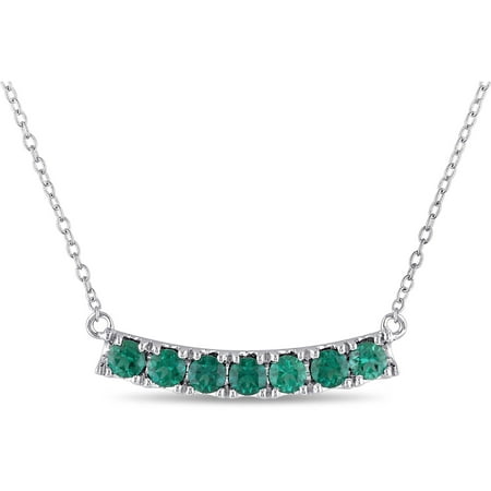 3/4 Carat T.G.W. Created Emerald Sterling Silver Fashion Necklace, 17
