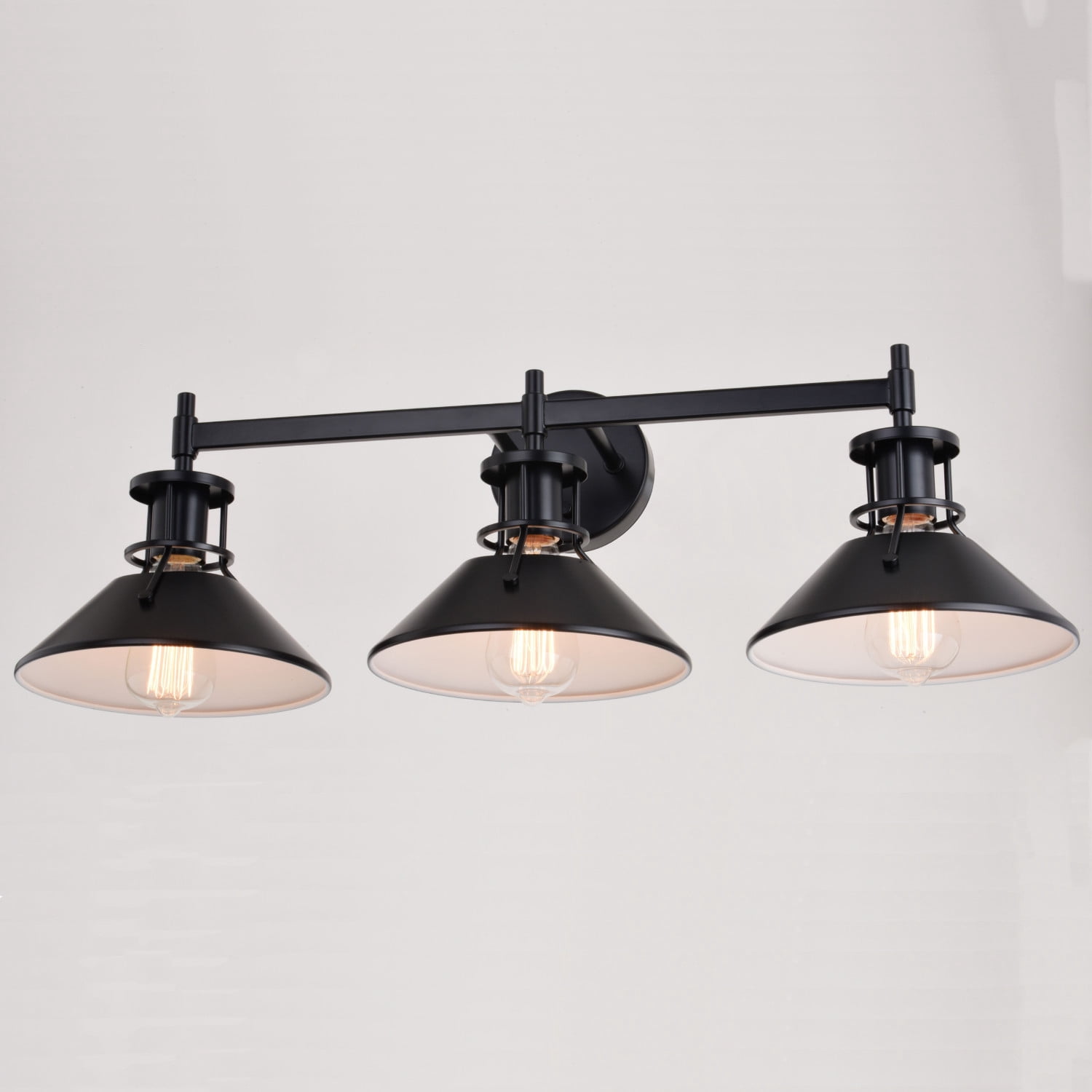 Canton 3 Light Black and White Farmhouse Bathroom Vanity Wall Fixture