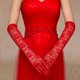 thumbnail image 2 of Guantes de novia de encaje con protección solar, color blanco, rojo y negro, para boda, etiqueta, rendimiento, 2 of 5