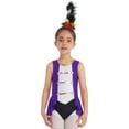thumbnail image 2 of Ocealan Girls Ringmaster Circus Show Dancewear Sleeveless Leotard Tail Skirts Lion Tamer Uniform Purple 16, 2 of 7