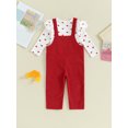 thumbnail image 4 of Bslissey Toddler Baby Girls Valentine's Day 2Pcs Outfits Heart Print Long Sleeve Tops + Suspender Pants Overalls 6M 12M 18M 24M 3T 4T Kids Casual Long Pants Sets, 4 of 10