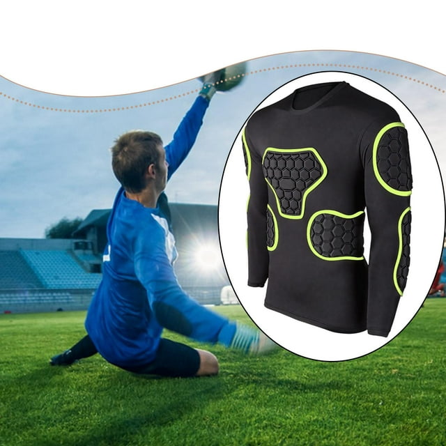 Almencla Long Sleeve EVA Foam Padded Goalkeeper Jersey Comfortable Chest Elbow Guards Size S