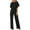 1-black jumpsuits for women, variant on UPPADA Jumpsuits for Women Elegant Loose Short Sleeve Belted Wide Leg Pant Romper Crewneck Wedding Overalls formal Outfits Business Casual Outfits Black,XL