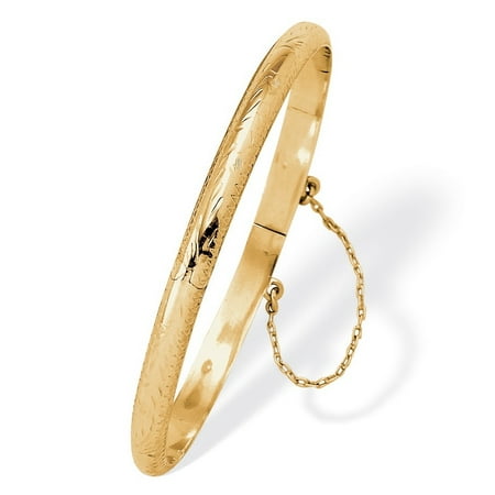 - Etched Bangle Bracelet in 18k Yellow Gold Over .925 Sterling Silver 7