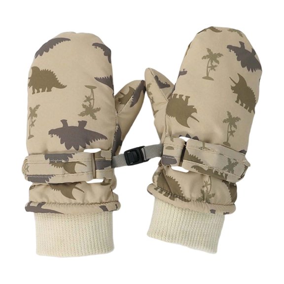 Fgnfyis Kids Ski Gloves Thermal Mittens Quick Drying Lined Boys Girls Winter Gloves Sports Mittens Khaki_001 L