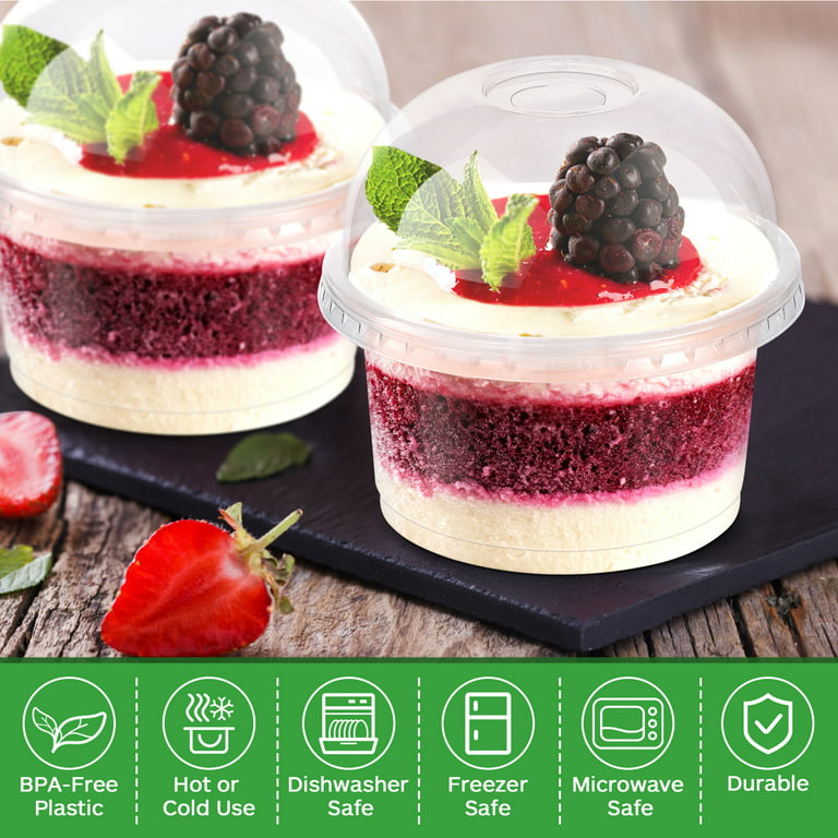 Clear Plastic Dessert Cups with Lids Small Disposable Parfait Cup