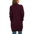 thumbnail image 5 of Aiyino Women Solid Sweater Open Front Long Sleeve Knit Cardigan Casual Sweaters with Pockets,Wine Red L, 5 of 6