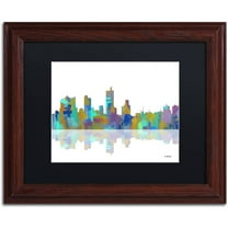 Trademark Fine Art "Fort Worth Texas Skyline" Canvas Art by Marlene Watson Black Matte, Wood Frame
