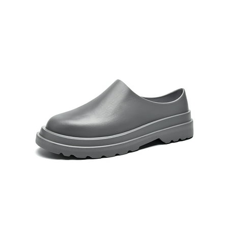 

Wazshop Men Mules Closed Toe Slide Slippers Platform Clogs Non-Slip Slip On Loafers Mens Plush Lined Casual Gray 8.5