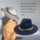 thumbnail image 5 of Qarigey Sombreros Fedora Unisex, tejido de ala ancha, collar de oro cálido, gorro de lana, cadena de cono de Color sólido, sombrero grueso de Sombreros Ming azul, 5 of 6