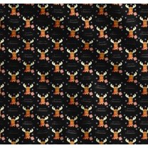 Soimoi Black Cotton Voile Fabric Animal,Gift Box & Warm And Cozy Christmas Text Printed Fabric 1 Yard 42 Inch Wide