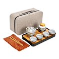 thumbnail image 1 of Juego de té portátil de con tazas, elegante tetera china para inauguración de casa, ideal para hoteles, cocinas al libre y viajes., 1 of 9