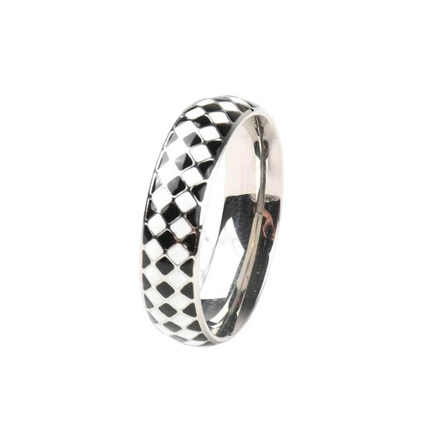Anillo con diseño de tablero de ajedrez, joyería elegante exquisita para mujer, adorno de mano, anillos de dedos de colores simples, accesorio Ropa, zapatos y accesorios Miscelánea Acero Talla 9 Qarigey AP016439-06
