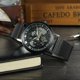 thumbnail image 2 of WINNER Reloj de pulsera masculino con correa de malla de acero mecánico ahuecado impermeable (negro), 2 of 2