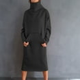 thumbnail image 2 of biudgviw Sweatshirt Dresses for Women Comfy Fleece Long Sleeve High Neck Midi Dress Winter Warm Plus Size Dress with Pockets, 2 of 6