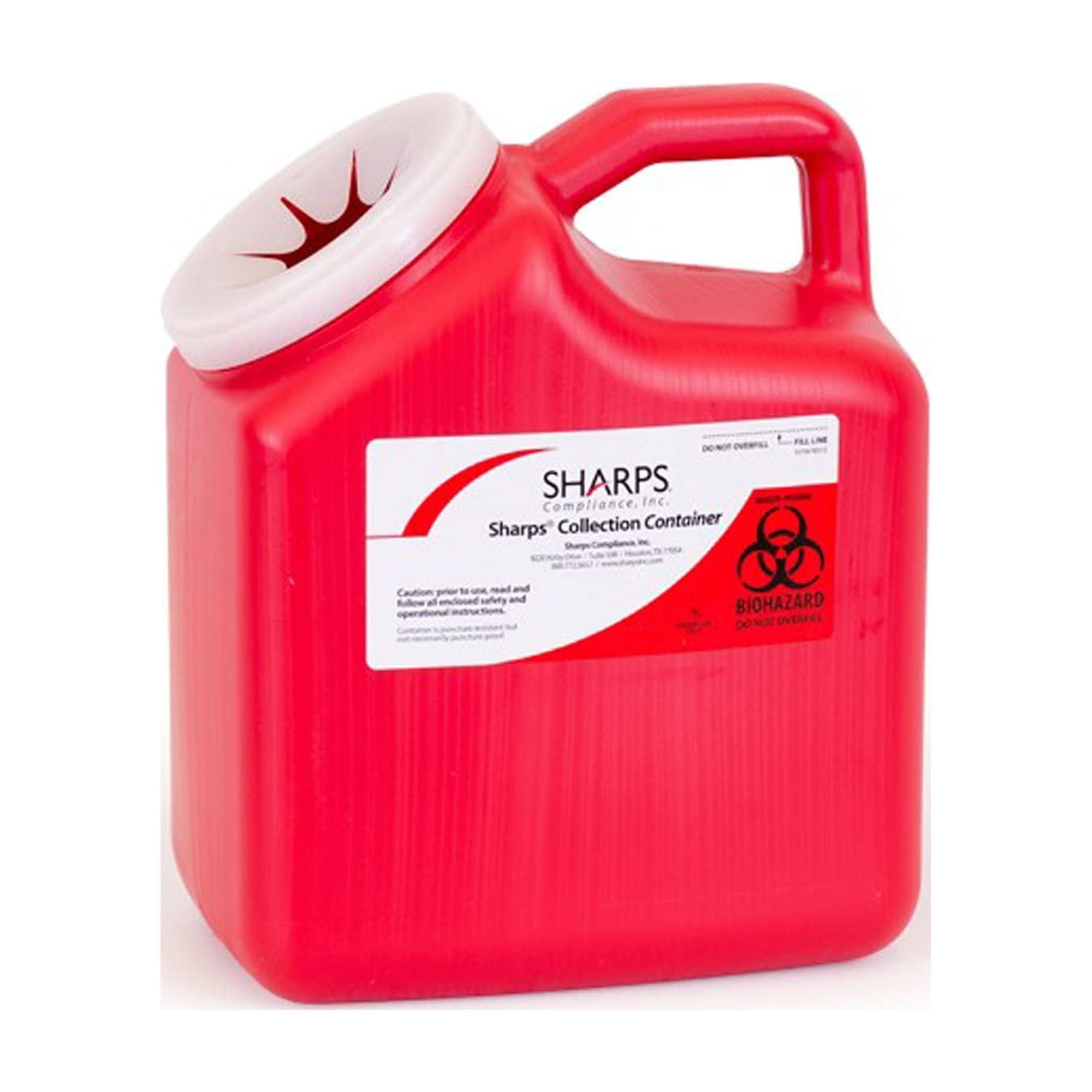 Mailback Sharps Container The Sharps Disposal By Mail SystemÂ® PRO-TECÂ® 11 H X 6 W X 9 L Inch 2 Gallon Red Base / White Lid Vertical Entry Snap On Lid