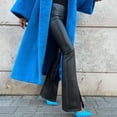 thumbnail image 2 of Pantalones de cuero de PU con costuras blancas, ajustados y sexys con aberturas, de estilo europeo y americano, para mujer, para otoño e invierno, 2 of 5
