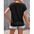 thumbnail image 3 of Women's Casual Cap Sleeve Lace Trim V Neck Tops 2023 Summer Loose Tee Shirts Blouse, 3 of 8